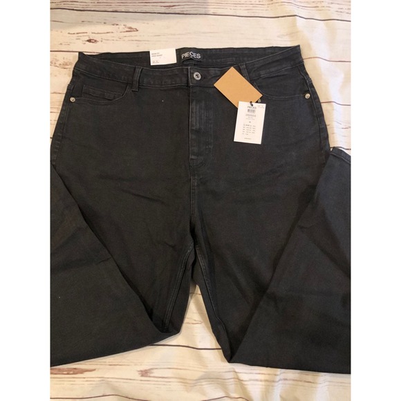 ASOS Pieces Mom Highwaist Slim Black Jeams  50 waist plus size 28 - Picture 2 of 6